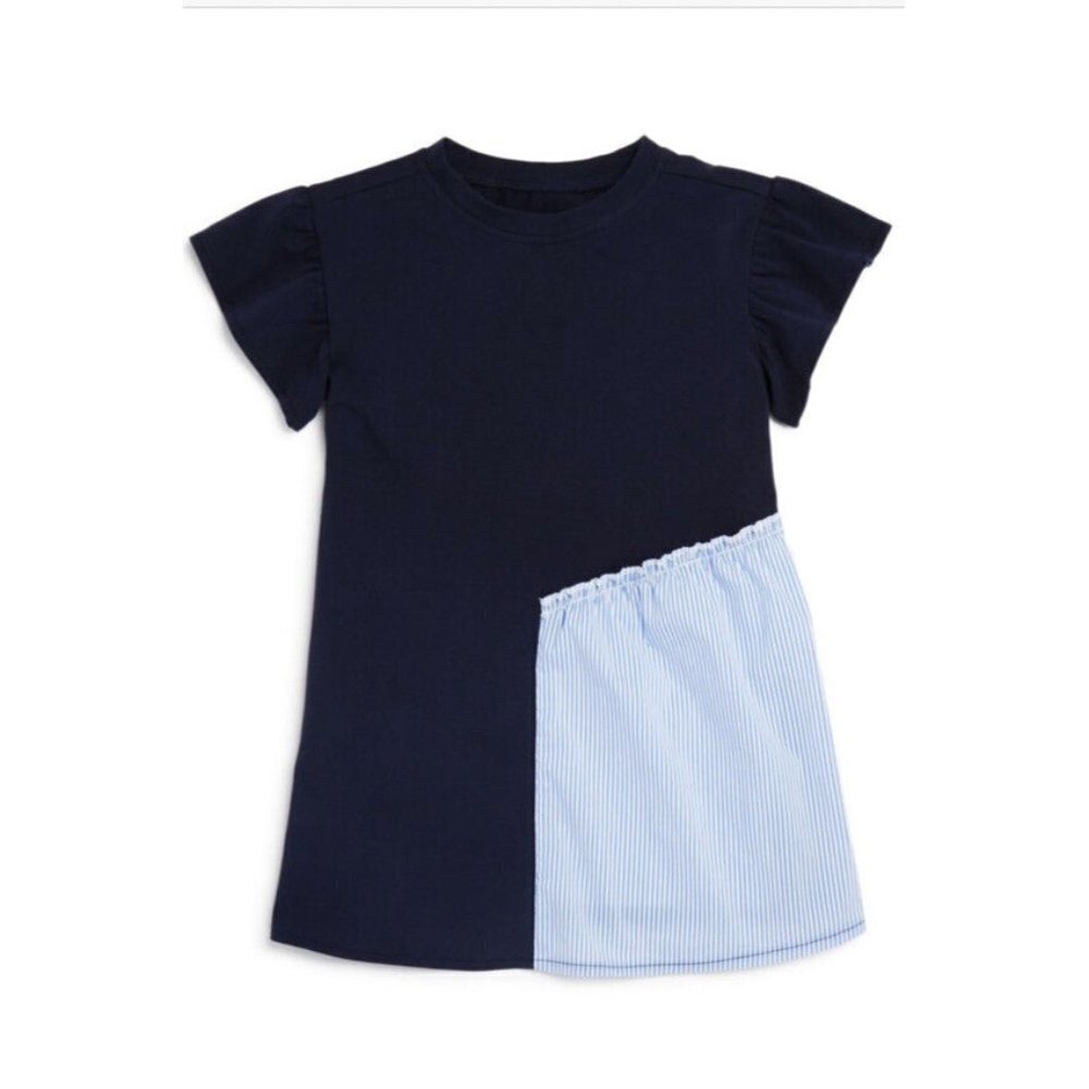 Mini Series girl stripe shirting dress size 2 years navy color
